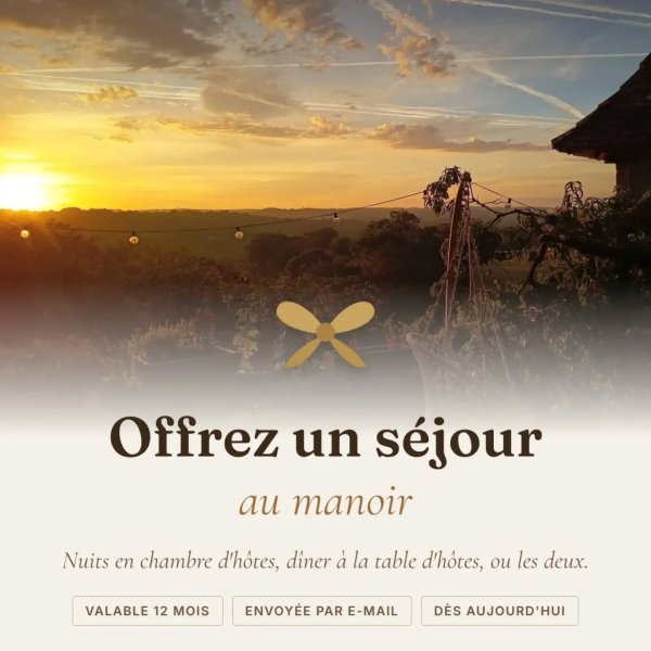 🎁 Et si vous offriez… un séjour au manoir ?
Les cartes cadeaux de La Fontaine du Mas sont en ligne ! 🌿
✨ Des nuits en ch